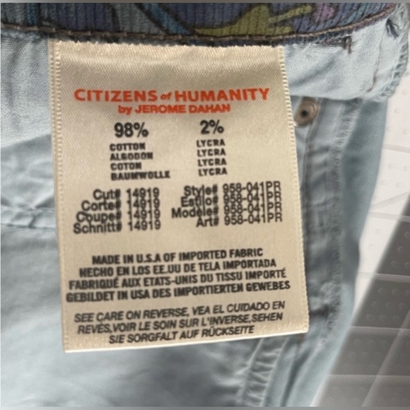 Citizens of Humanity‎ Manic Cheeky Short Corduroy Paisley Frayed Size 27 NWT - Picture 7 of 12